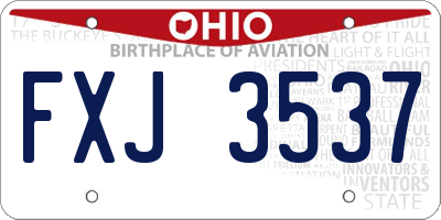 OH license plate FXJ3537