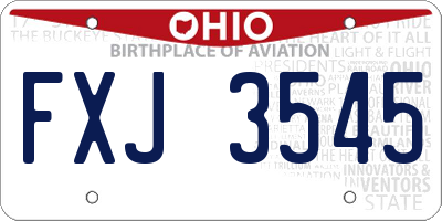 OH license plate FXJ3545