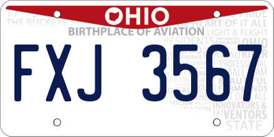 OH license plate FXJ3567
