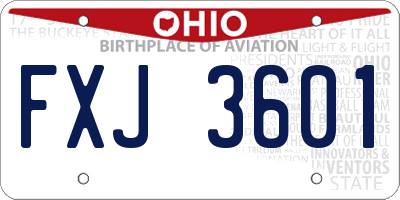 OH license plate FXJ3601