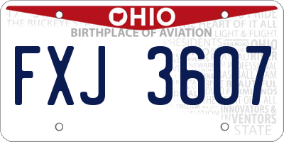OH license plate FXJ3607