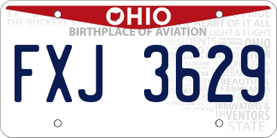 OH license plate FXJ3629