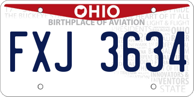 OH license plate FXJ3634