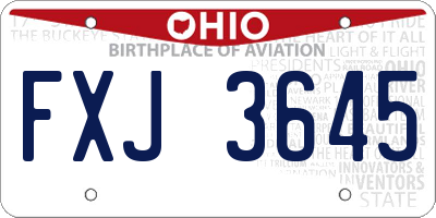 OH license plate FXJ3645