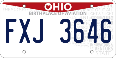OH license plate FXJ3646