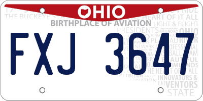 OH license plate FXJ3647