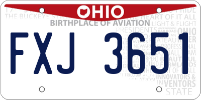 OH license plate FXJ3651
