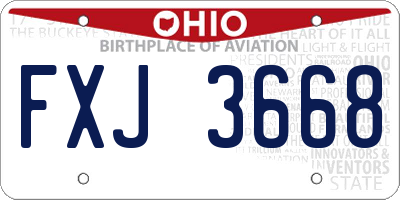 OH license plate FXJ3668