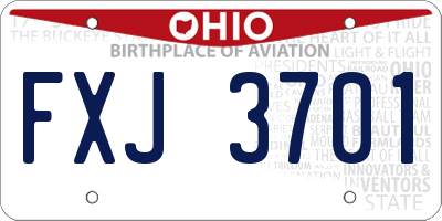 OH license plate FXJ3701