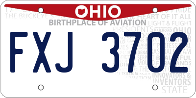 OH license plate FXJ3702