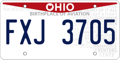 OH license plate FXJ3705