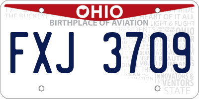 OH license plate FXJ3709