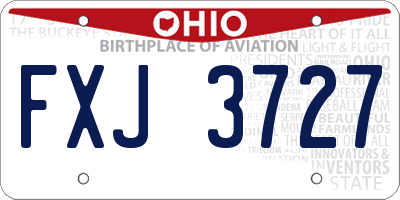 OH license plate FXJ3727