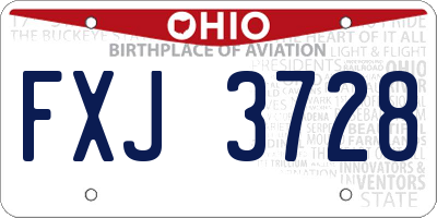 OH license plate FXJ3728