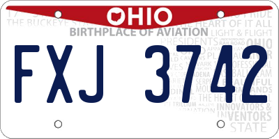 OH license plate FXJ3742