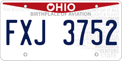 OH license plate FXJ3752