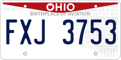 OH license plate FXJ3753