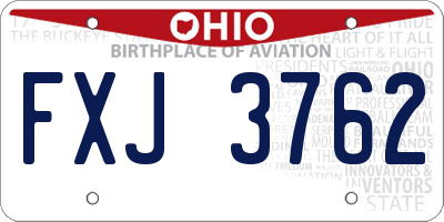 OH license plate FXJ3762