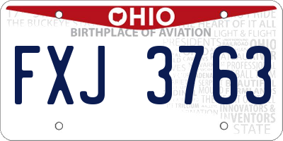 OH license plate FXJ3763