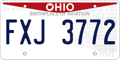OH license plate FXJ3772
