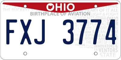 OH license plate FXJ3774
