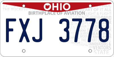 OH license plate FXJ3778