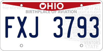 OH license plate FXJ3793