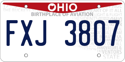 OH license plate FXJ3807