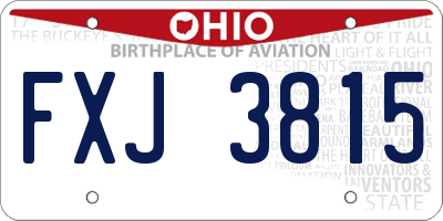 OH license plate FXJ3815