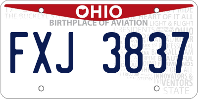 OH license plate FXJ3837