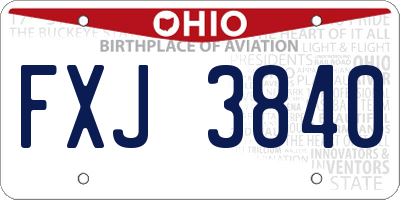 OH license plate FXJ3840