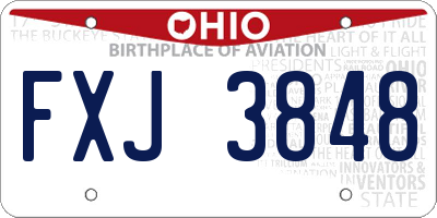 OH license plate FXJ3848