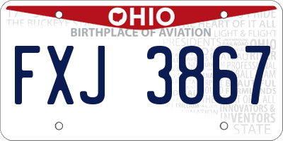 OH license plate FXJ3867