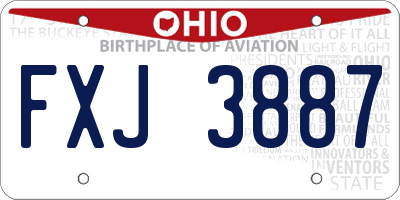 OH license plate FXJ3887