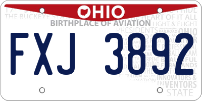 OH license plate FXJ3892