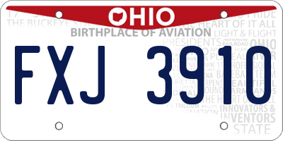 OH license plate FXJ3910