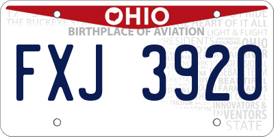 OH license plate FXJ3920