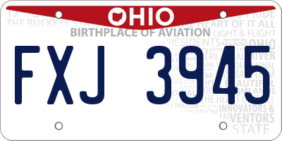 OH license plate FXJ3945