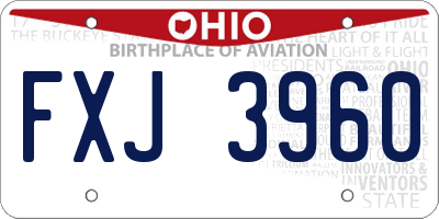 OH license plate FXJ3960