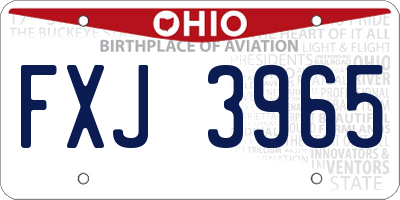 OH license plate FXJ3965