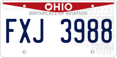 OH license plate FXJ3988