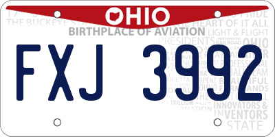 OH license plate FXJ3992
