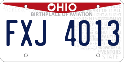 OH license plate FXJ4013