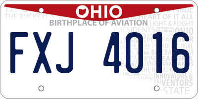 OH license plate FXJ4016