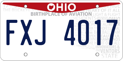 OH license plate FXJ4017
