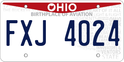 OH license plate FXJ4024