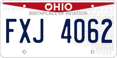 OH license plate FXJ4062