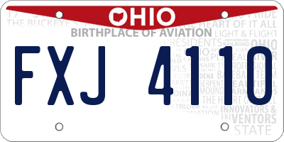 OH license plate FXJ4110