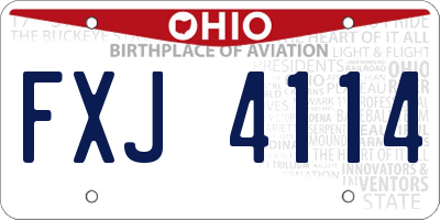 OH license plate FXJ4114