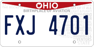 OH license plate FXJ4701
